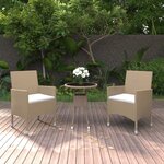 vidaXL Ensemble à manger de jardin 3 Pièces Résine tressée Beige