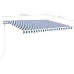 vidaXL Auvent automatique capteur de vent/LED 400x350 cm Bleu et blanc