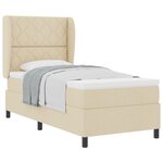 Lit Box Spring Crème avec Matelas  90x200 cm Tissu