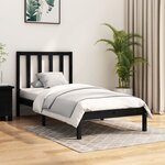 vidaXL Cadre de lit Noir Bois de pin massif 75x190 cm Petit simple