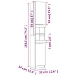 vidaXL Armoire de salle de bain blanc brillant 32x34x188 5 cm