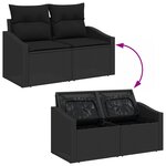 vidaXL Ensemble de Canapé de Jardin en 9 Pièces avec Coussins Noir Poly Rattan Acacia