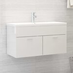vidaXL Armoire d'évier avec lavabo intégré Blanc brillant