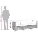 vidaXL Canapé de jardin avec coussins 3 places noir résine tressée