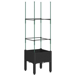 vidaXL Jardinière avec treillis noir 40x40x142 5 cm PP