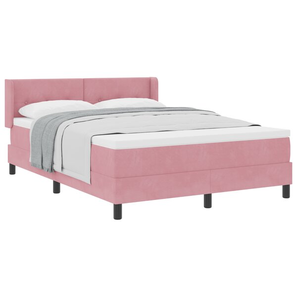 Lit à ressorts vidaXL avec matelas rose 160x200 cm en velours