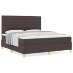 vidaXL Lit avec sommier avec matelas brun foncé super king tissu