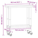 vidaXL Table de travail de cuisine avec roues 82 5x30x85 cm inox