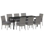 vidaXL Ensemble de salle à manger jardin 9 pièces Gris Poly Rattan