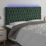 vidaXL Tête de lit à LED Vert foncé 200x7x118/128 cm Velours