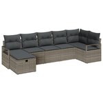 Ensemble de Canapés de Jardin 7 Pièces avec Coussins en Rattan Poly Gris