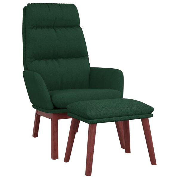 vidaXL Chaise de relaxation avec tabouret Vert foncé Tissu