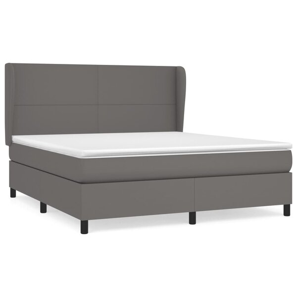 vidaXL Sommier à lattes de lit avec matelas Gris 180x200 cm Similicuir