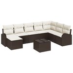 vidaXL Ensemble de Canapés de Jardin 8 Pièces avec Coussins Gris Poly Rattan