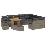 Ensemble de canapé de jardin vidaXL 12 pièces avec coussins gris en poly rotin