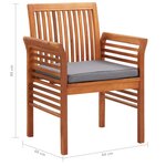 vidaXL Mobilier à dîner d'extérieur 3 Pièces et coussins Acacia solide