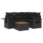 vidaXL Salon de jardin 5 Pièces avec coussins noir résine tressée