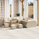 Ensemble de canapé de jardin vidaXL 14 pièces avec coussins beige poly rotin acacia