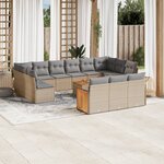 vidaXL Salon de jardin avec coussins 14 Pièces beige résine tressée