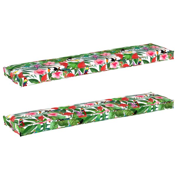 vidaXL Coussins de Palette pour Banc 2 Pièces Jungle Tropical 180x40x8 cm Tissu Oxford