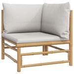 vidaXL Salon de jardin 9 Pièces avec coussins gris clair bambou