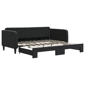 vidaXL Lit de jour avec lit gigogne noir 90x190 cm velours