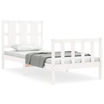 vidaXL Cadre de lit avec tête de lit blanc 90x200 cm bois massif