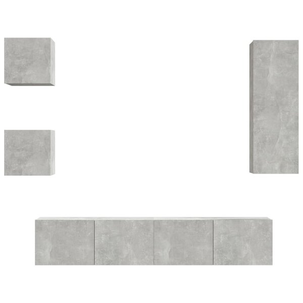 vidaXL Ensemble de meubles TV 5 Pièces Gris béton Bois d'ingénierie