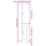 vidaXL Buffet haut Chêne marron 34 5x34x180 cm Bois d'ingénierie