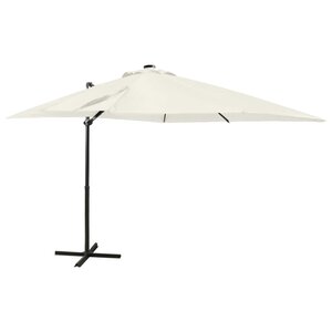 vidaXL Parasol déporté avec mât et lumières LED Sable 250 cm