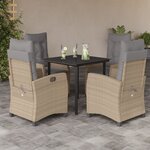vidaXL Ensemble à manger de jardin coussins 5 Pièces mélange beige rotin