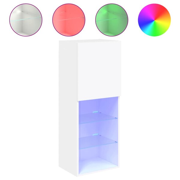 vidaXL Meuble TV avec lumières LED blanc 40 5x30x102 cm