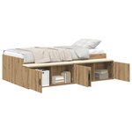 vidaXL Cadre de lit de rangement Chêne artisanal 90x190 cm