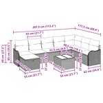 Ensemble de canapé de jardin à 9 pièces avec coussins en poly rattan gris