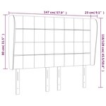 vidaXL Tête de lit avec oreilles Noir 147x23x118/128 cm Tissu