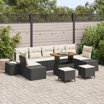 Ensemble de Canapés de Jardin de 10 Pièces vidaXL avec Coussins Rattan Noir Poly Acacia