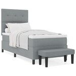 vidaXL Lit à ressorts avec matelas et banc gris clair 90x200 cm en tissu