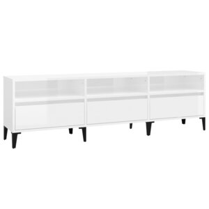 vidaXL Meuble TV blanc brillant 150x30x44 5 cm bois d'ingénierie