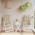 vidaXL Coussins de chaise à dossier haut lot de 2 beige tissu oxford