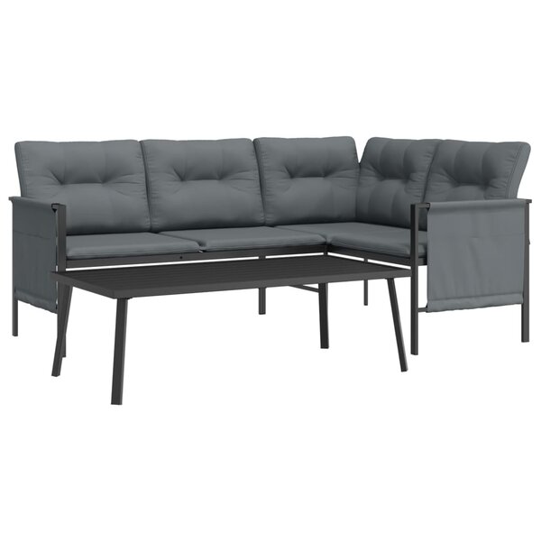 Salon de jardin meuble d'extérieur ensemble de mobilier 2 pièces anthracite acier 02_0015879