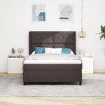Lit à ressorts vidaXL avec matelas en marron foncé - 140x200 cm en tissu