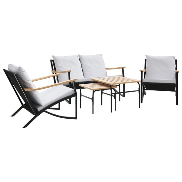 vidaXL Ensemble de meubles de balcon avec coussins 5 Pièces noir acier