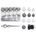 vidaXL Demi-arbre de Noël artificiel pré-éclairé et boules vert 120 cm