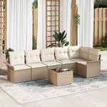 vidaXL Ensemble de canapé de jardin 7 pièces avec coussins marron en poly rattan