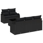 Ensemble de Canapé de Jardin 6 Pièces avec Coussins Noir