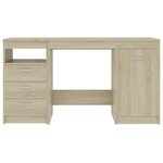 Bureau table poste de travail meuble d'ordinateur informatique étude chêne sonoma 140 x 50 x 76 cm bois d’ingénierie brun 02_0023655