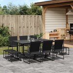 vidaXL Ensemble à manger de jardin 11 Pièces noir textilène