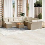 vidaXL Salon de jardin avec coussins 12 Pièces beige résine tressée