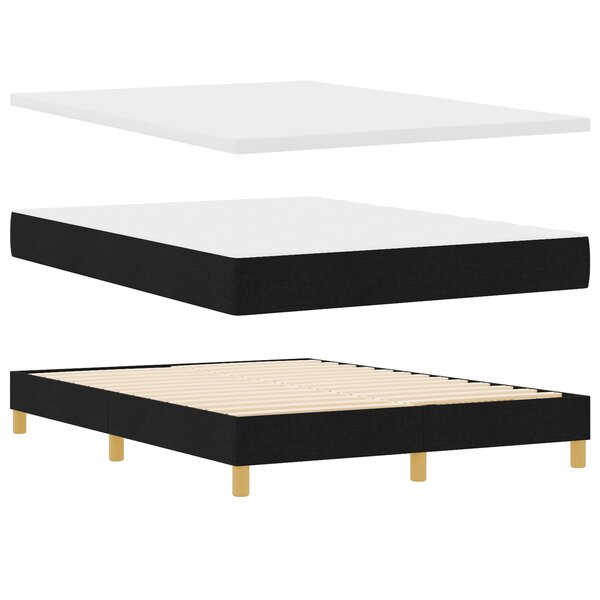 Lit Box Spring vidaXL avec matelas - Noir  160x200 cm  Tissu