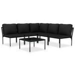 Salon de jardin meuble d'extérieur ensemble de mobilier 6 pièces avec coussins noir pvc 02_0016837